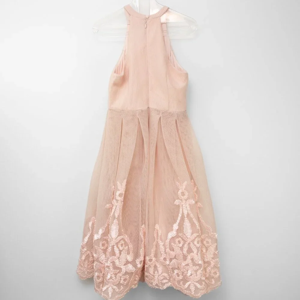 ASOS Embroidered Floral Super Full Mesh Dress Blush Pink Cocktail Size 6 New - Picture 2 of 6